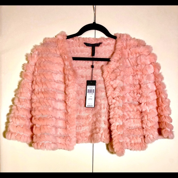 BCBGMAXAZRIA Sophiana Cameo Fur Cardigan jacket M - Picture 1 of 6